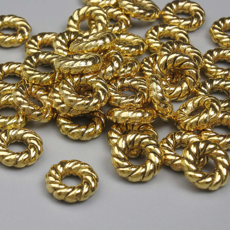 Accesorii pentru mărgele – inserție aurie, culoare metalică aurie, diametru 8×2,5 mm, gaură de aproximativ 2,8 mm, ambalare 20 g (~40 buc.)