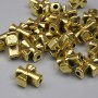 Mărgea-inserație în formă de cruce, aurie, 9×8 mm, gaură Ø 1,7 mm, ambalare 20 g (~21 buc.)