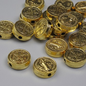 Mărgea-inserție «Sfântul Benedict», culoare aurie, diametru 9 mm ±, gaură 1,5 mm ±, ambalaj 20 g (~20 buc.)