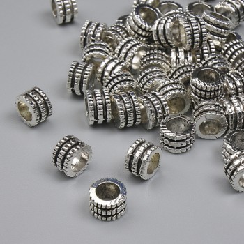 Mărgea-inserție, culoare metalică argintie, diametru 6x4 mm, gaură ~3,8 mm, ambalaj (~32 buc.)