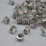 Mărgea-inserție, culoare metalică argintie, diametru 6x4 mm, gaură ~3,8 mm, ambalaj (~32 buc.)