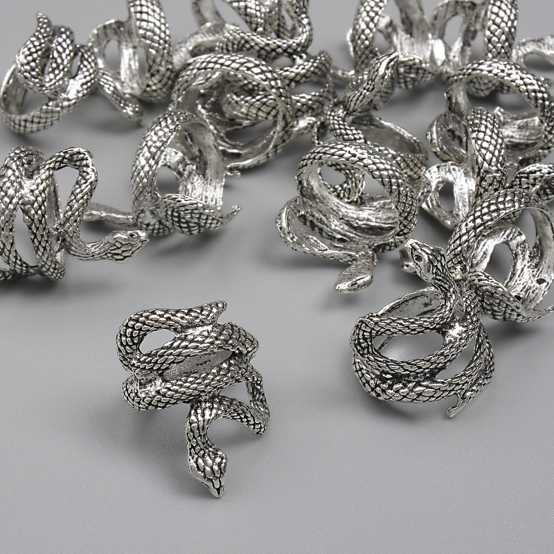 Mărgea-inserație «Șarpe» culoare argintiu, diametru 17×13 mm, gaură ~10 mm, ambalare 20 g (~15 buc.)