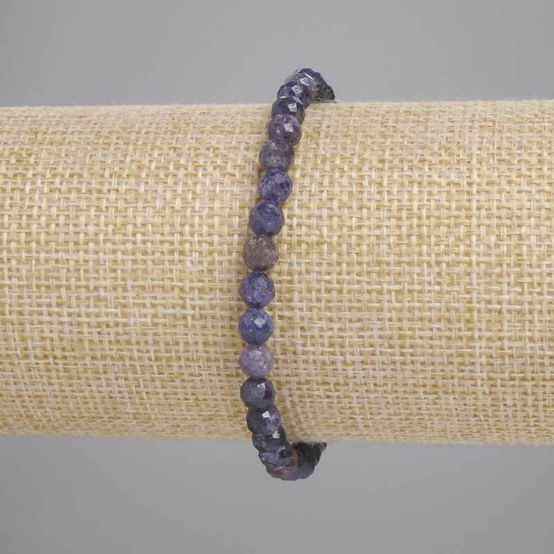 Brățară cu safir, mărgele facetate de 5 mm, lungime 18 cm, pe elastic