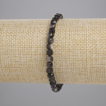 Brățară din obsidian argintiu, cuburi tăiate 4x4 mm, lungime aproximativă 18 cm, elastic