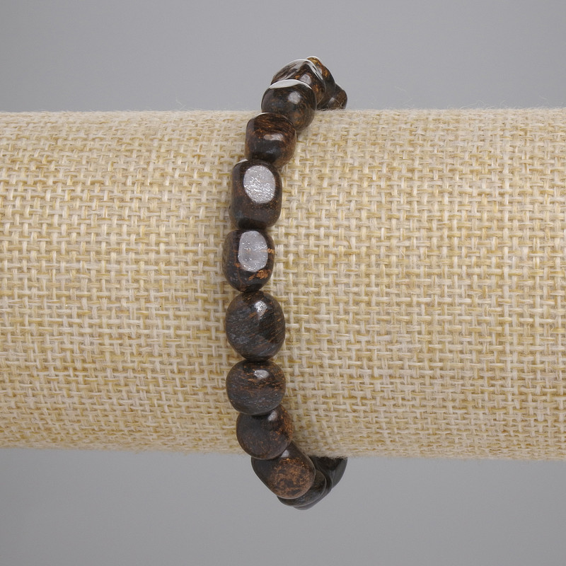 Brățară din bronzit fațetată, diametrul 7-12×7-8 mm, lungime 18 cm ±, elastică