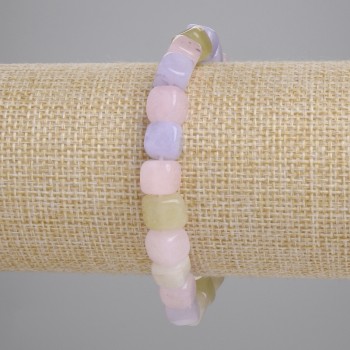 Brățară cu morganit, cuburi, diametru 8 mm, lungime 18 cm, elastic