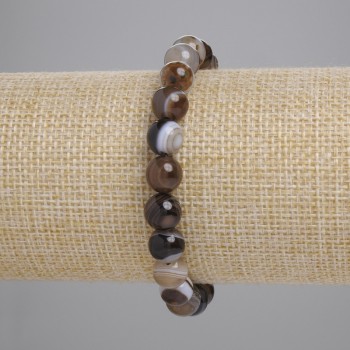 Brățară din agat, bile netede, diametru 8 mm, lungime 18 cm, pe elastic