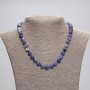 Colier din sodalit, mărgele sferice netede, diametrul de 8 mm, lungime de 45 cm, cu închizătoare