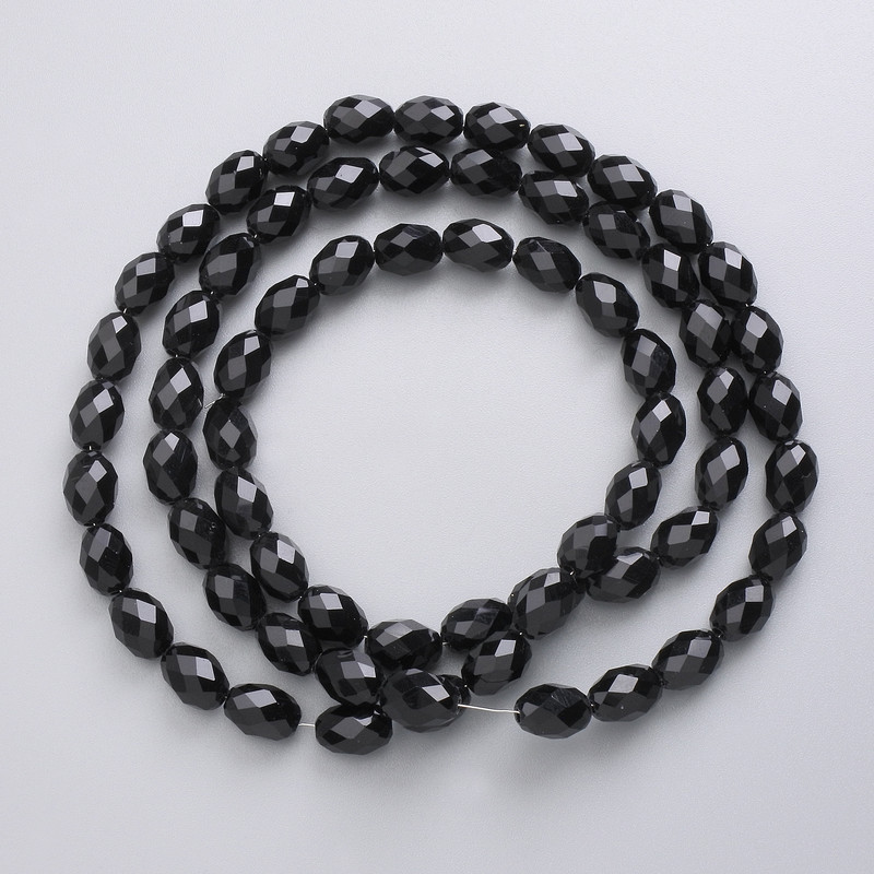 Mărgele din cristal ceh pe fir, negre mate, tăiate, diametrul 8×6 mm, lungime 56 cm +