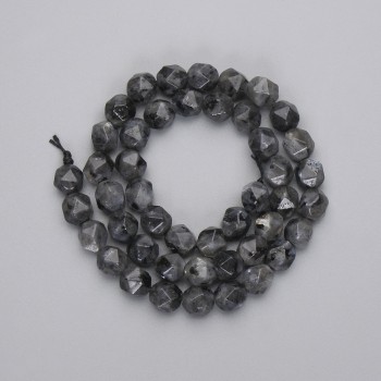 Mărgele din labradorit cu fațete, diametru 8×7 mm, pe șnur, lungime aproximativă 37 cm