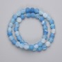 Mărgele din agată albastru înghețat, bile netede, diametrul de 8 mm, +/- pe șnur, lungime 35 cm
