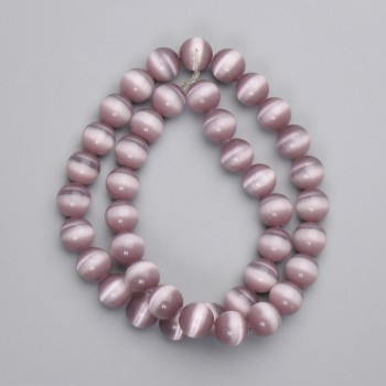 Mărgele ochi de pisică din piatră sintetică, bile netede, diametru 10 mm, pe fir, lungime 39 cm