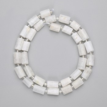 Mărgele din adular, tăiate, diametru 9,5–10 × 6–6,5 mm, mărgele de 3 mm +/-, lungime 40 cm +/- pe fir