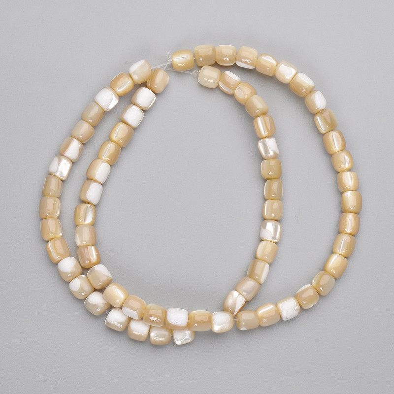 Mărgele din sidef cilindrice, diametrul 5×5 mm, lungimea 38 cm, pe fir