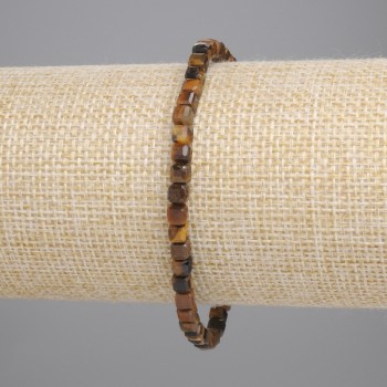 Brățară din ochi de tigru facetat, cub, diametrul 4×4 mm, lungime 18 cm, elastic