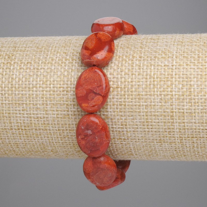 Brățară cu coral poros, ovală, diametrul 16×12 mm ± (elastică), lungime 18 cm+