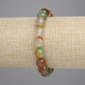 Brățară din agat brazilian, cu bile facetate, diametrul 9,5 mm, lungime 18 cm, elastică