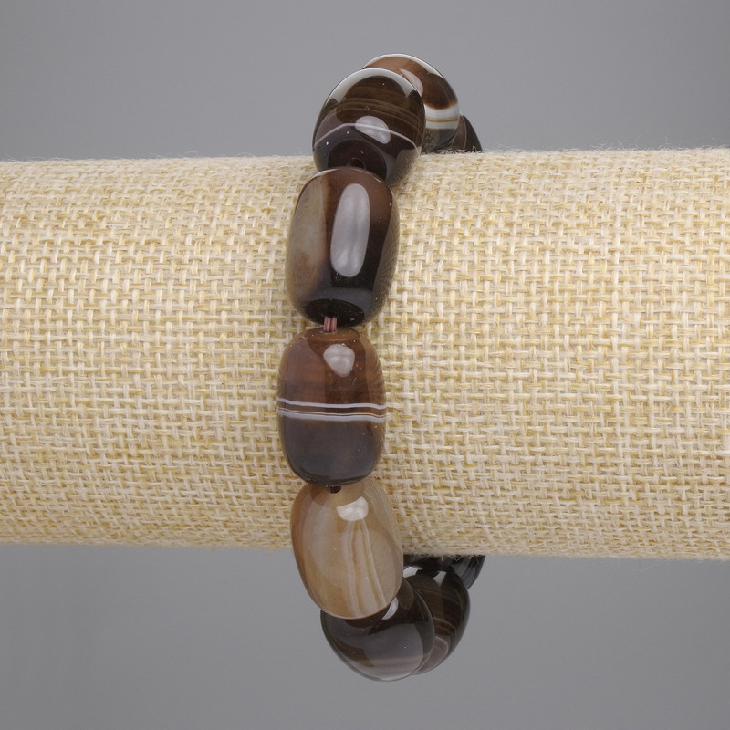 Brățară din agată în formă de baril, diametrul 18x13 mm, lungime 18 cm, pe elastic