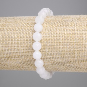 Brățară din cristal de munte, bilă facetată, diametrul 8 mm ±, lungimea 18 cm ±, elastic