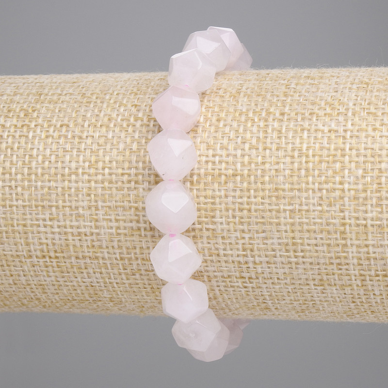 Brățară din cuarț roz cu fațete, diametru 10×8, 5 mm ±, lungime 18 cm ±, pe elastic