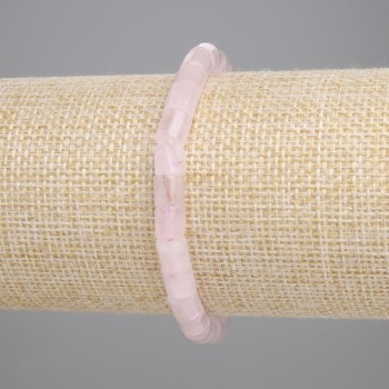Brățară din cuarț roz cilindrică, diametru 6x6 mm, lungime 18 cm, extensibilă