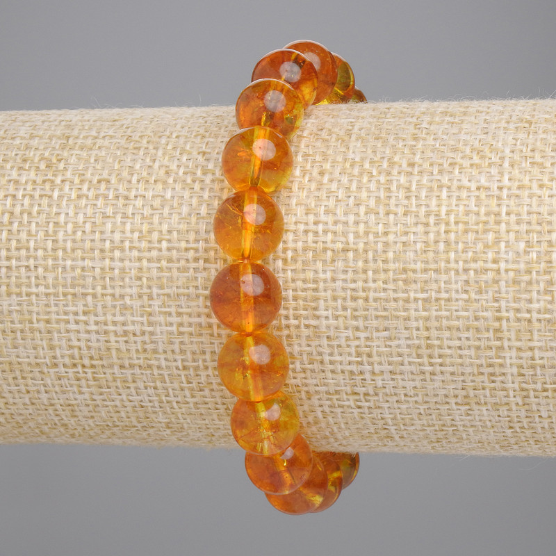 Brățară din citrin, bile presate, diametrul 10 mm, lungime aproximativă 18 cm, elastic