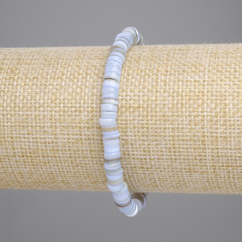 Brățară din scoică Skafarka rondel, diametrul 5x2 mm, lungime 18 cm, elastic