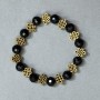Браслет Агат (штучний)Чеське скло гранована кулька, діаметр 9, 5мм+- з металевими вставками, довжина 18см+- стрейч