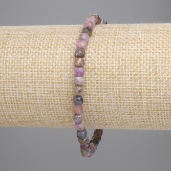 Brățară din safir și rubin, cuburi facetate 4x4 mm, lungime 18 cm, pe elastic