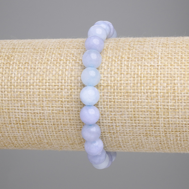 Brățară cu acvamarin - mărgele lucioase, diametru 8 mm, lungime 18 cm, elastic