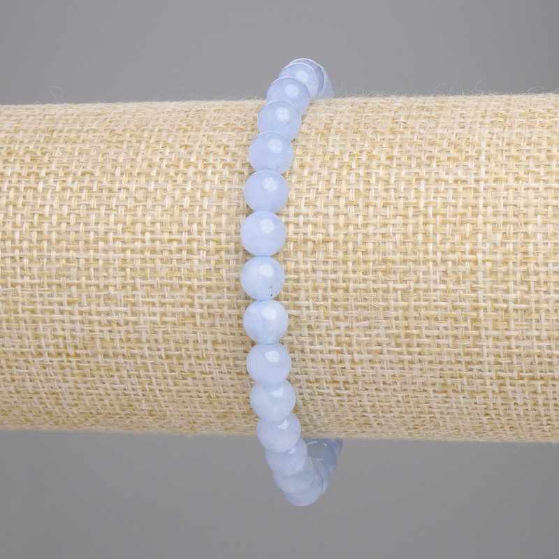 Brățară cu acvamarin – bile netede, diametrul 6 mm ±, lungimea 18 cm ±, pe elastic