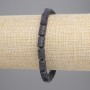 Brățară din lavă vulcanică neagră, mărgele cilindrice de 10×6 mm, lungime 18 cm, pe elastic