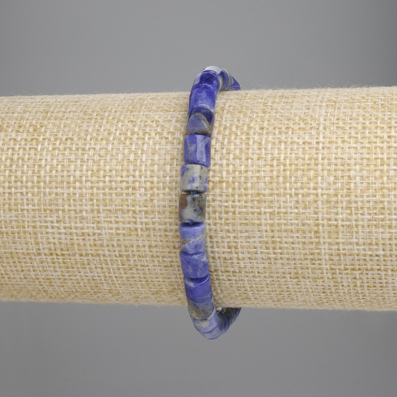 Brățară din sodalit cilindrică, diametru 6x6 mm, lungime 18 cm, elastică