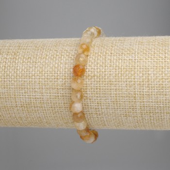 Brățară din citrin cu mărgele tăiate, diametru 6 mm, lungime 18 cm, elastică