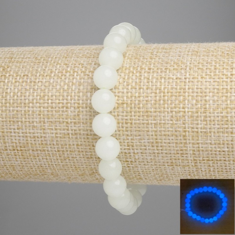 Brățară din onix albastru (strălucire albastră), bile netede, diametru 8 mm, lungime 18 cm, elastic