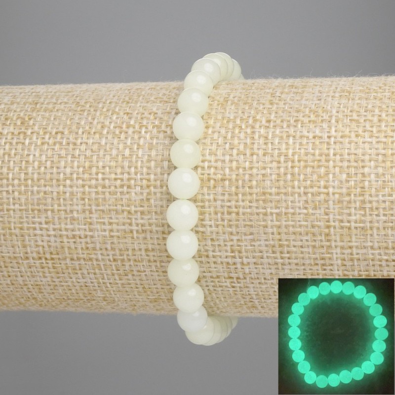 Brățară din onix verde (strălucire verde) mărgele netede, diametrul 6 mm, lungime 18 cm, pe bază elastică