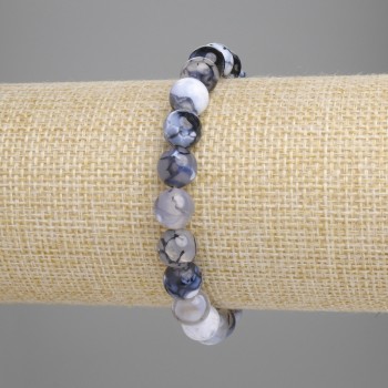 Brățară din agat Venele Dragonului, bile netede, diametrul aproximativ 8 mm, lungime 18 cm, extensibilă