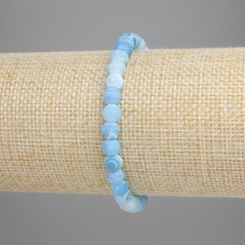 Brățară din agată albastră înghețată, mărgele netede, diametru 6 mm, lungime 18 cm, pe elastic