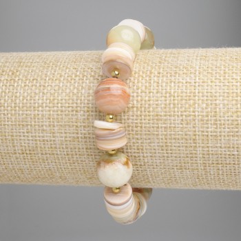 Brățară din onix, bilă netedă 12 mm ±, mărgele rondel 10x2 mm ±, hematit 3 mm ±, lungime 18 cm ±, elastică