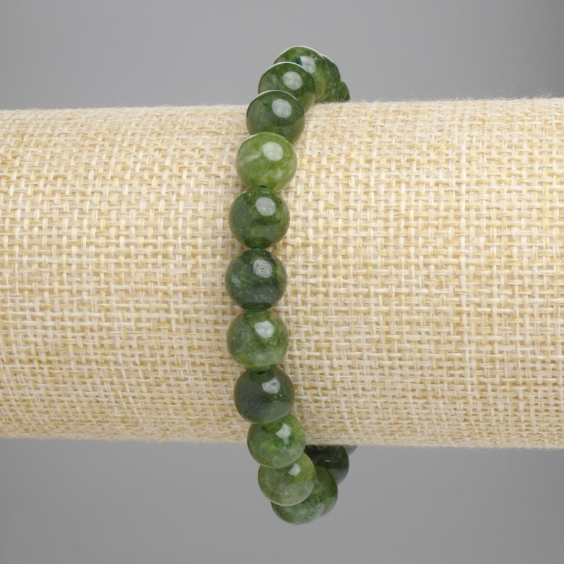 Brățară din jadit, bile netede, diametru 8 mm ± (extensibilă), lungime 18 cm+