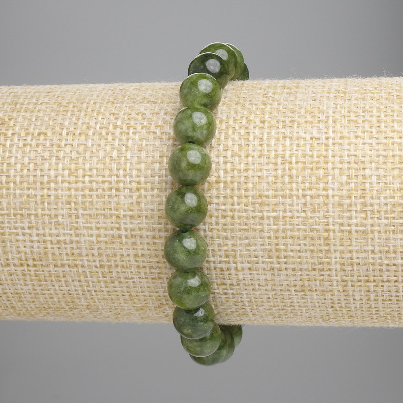 Brățară din jadeit, mărgea netedă de 8 mm ± (elastică), lungime 18 cm+