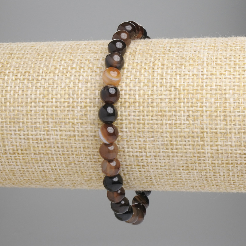 Brățară din agat, bile netede de 6 mm, lungime 18 cm, pe elastic