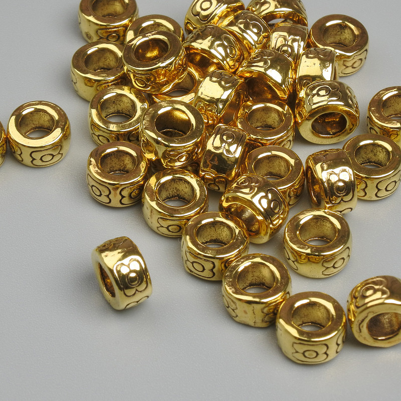 Furnitură mărgea-inserție, culoare aurie, diametru 7×4 mm, gaură de aproximativ 3,6 mm, ambalaj 20 g ~33 buc. +