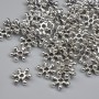Furnituri – inserții de mărgele, culoare argintiu metalic, diametru mărgelei 7 mm ±, diametru gaură 1,4 mm ±, ambalaj ~54 buc.