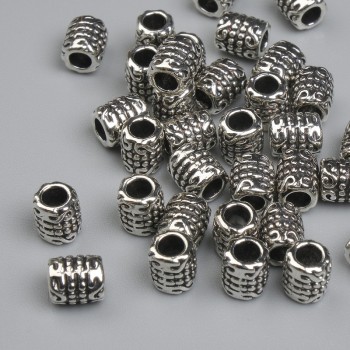 Inserție pentru mărgele argintii, culoare metalică argintie, diametru 6x5 mm, orificiu ~2,8 mm, ambalare ~33 buc.