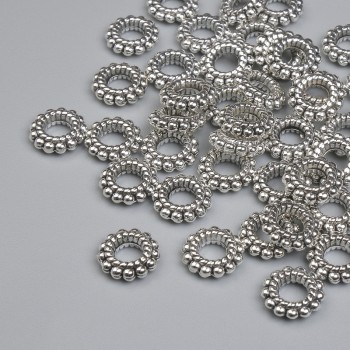 Furnitură mărgea-inserție, culoare metal argintiu, diametrul 7,5 mm +/- gaură de diametru 3,5 mm +/- ambalare ~40 buc.