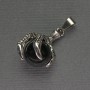 Pandantiv labă de agat cu bilă, 18×37 mm, metal argintiu