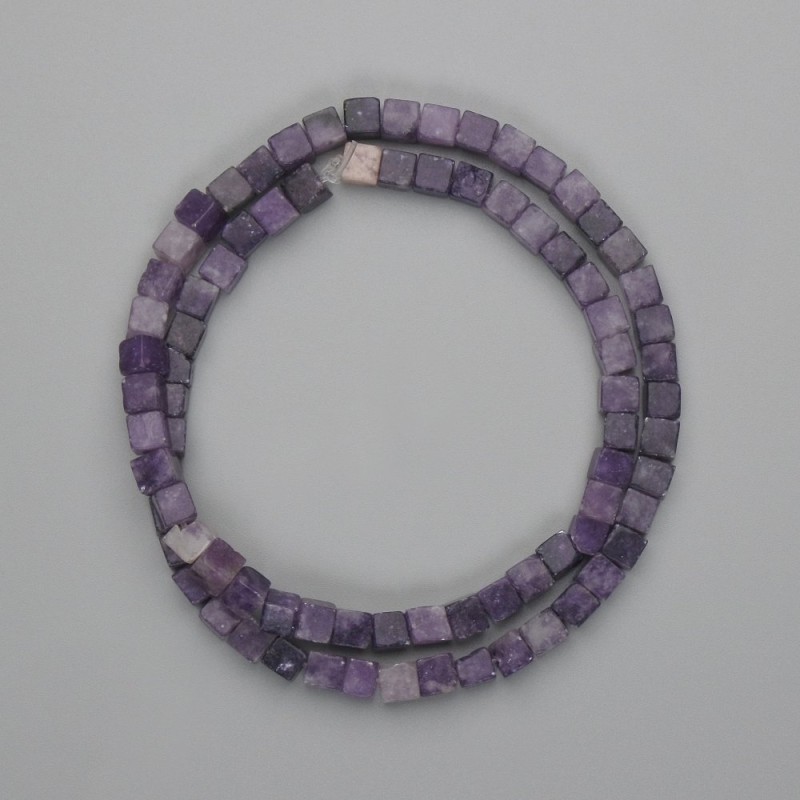 Mărgele de lepidolit cubice, diametru 4,5×4,5 mm, lungime 38 cm, pe fir