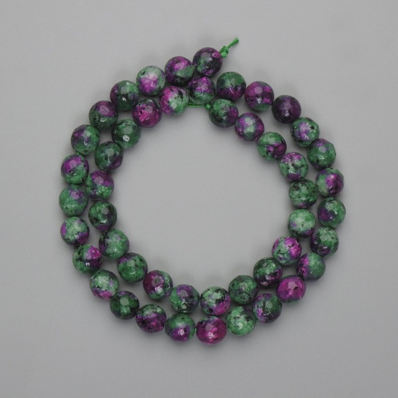 Mărgele zoazit, sferice, fațetate, diametrul 8 mm, lungime cca. 37 cm, pe șnur