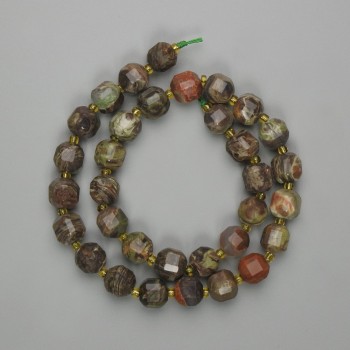 Mărgele din jasper peisaj, cub facetat, diametrul 9x9 mm, mărgele de nisip de 3 mm, lungime 38 cm, pe fir